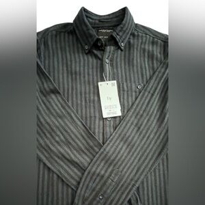 Denim & Flower NWT Brushed Flannel Cotton Striped Button Down Shirt, Size M